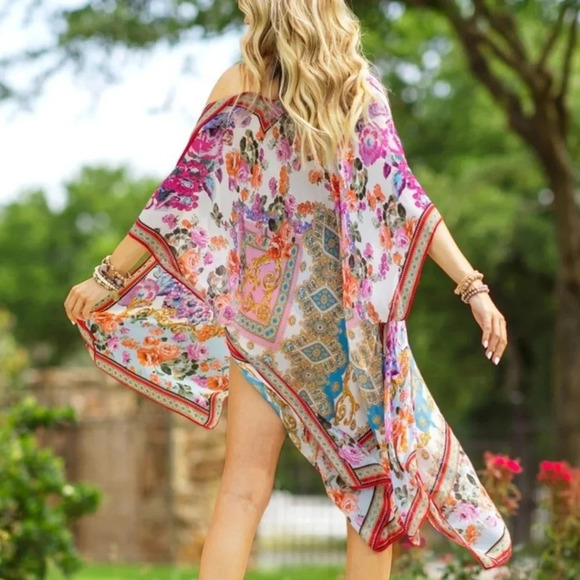 New Boho Floral Kimono Coverup - Picture 2 of 4